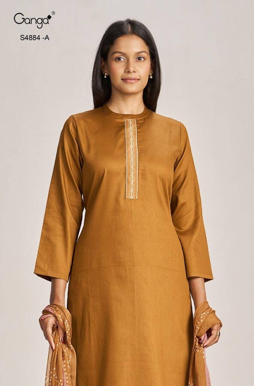GAURA 4884 by GANGA Fashion 4884 a TO 4884 d SERIES Stylish Beautiful Colourful PREMIUM PURE COTTON Dresses At Wholesale Price